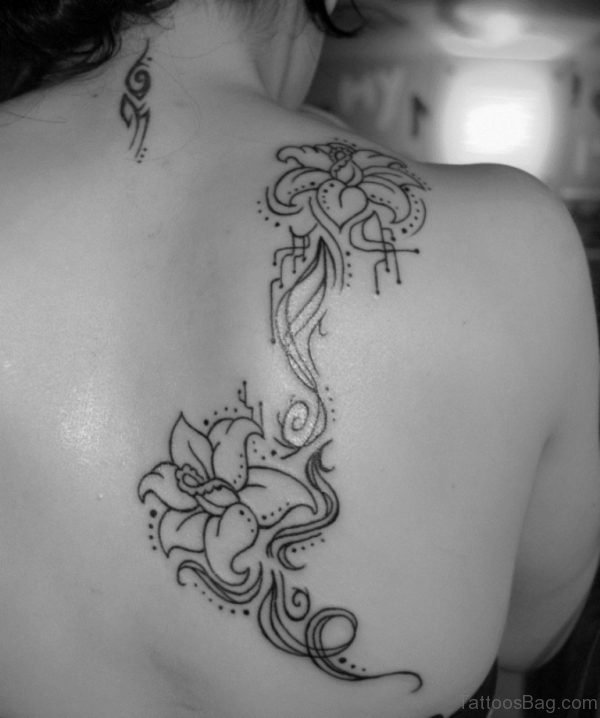 Tribal Lily Tattoo On Back