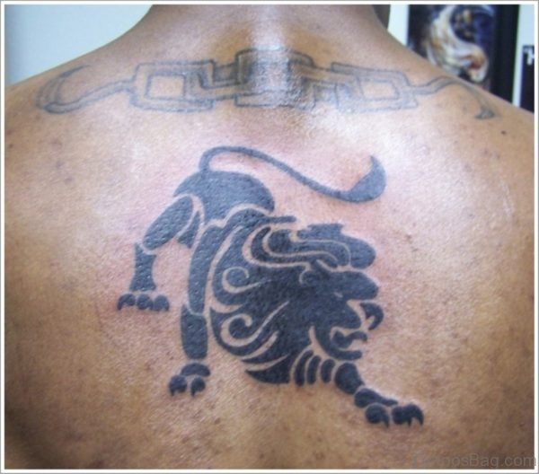 Tribal Lion Tattoo On Back 