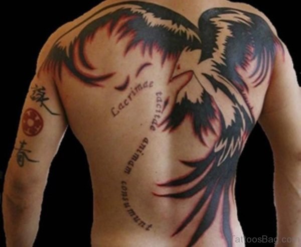 Tribal Phoenix Tattoo Design On Full Back