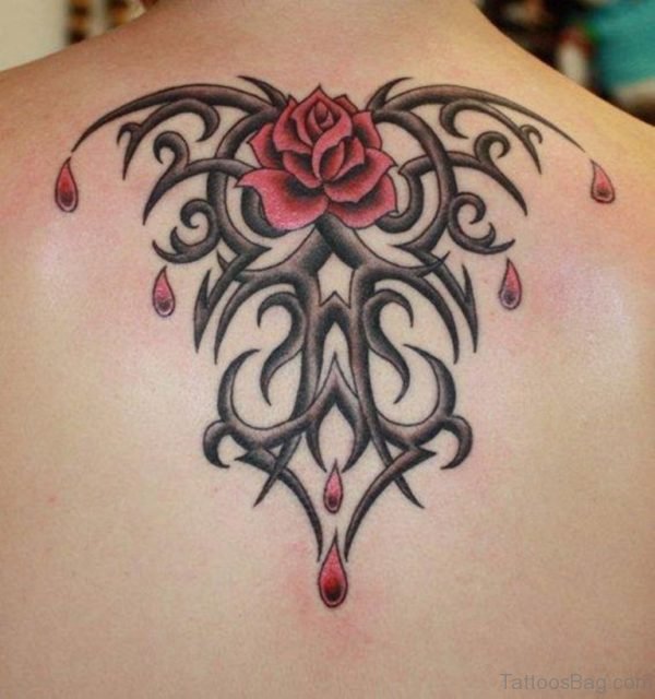 Tribal Skull And Rose Tattoo