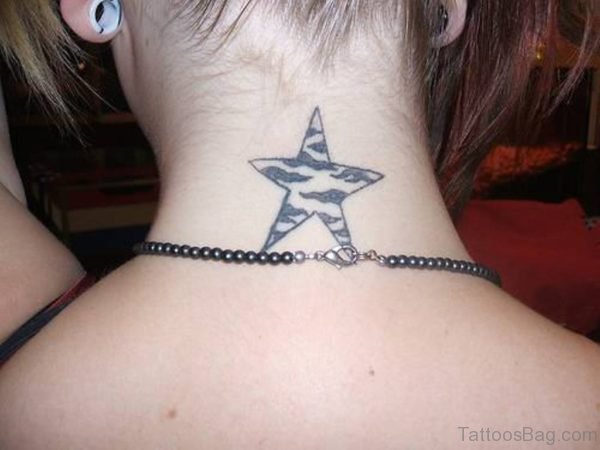 Tribal Star Neck Tattoo
