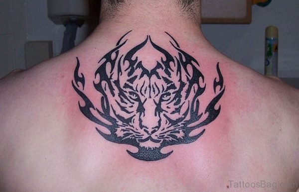Tribal Tiger Tattoo On Back