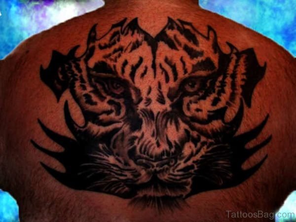 Tribal Tiger Tattoo On Back