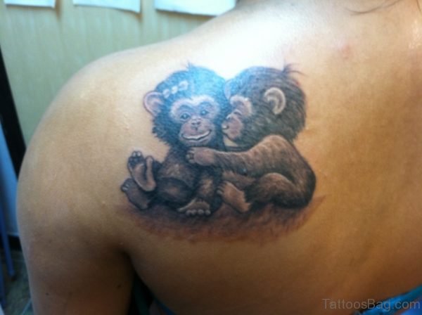 Two Cute Monkey Shoulder Tattoo