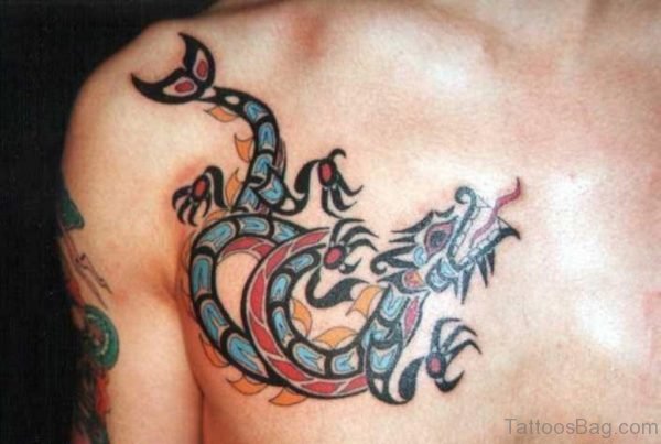 Unique Dragon Tattoo On Chest