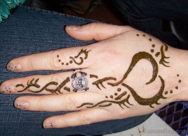 Unique Henna Flower Tattoo On Left Hand