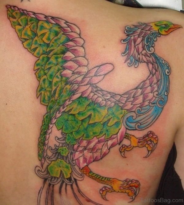 Unique Phoenix Tattoo On Back