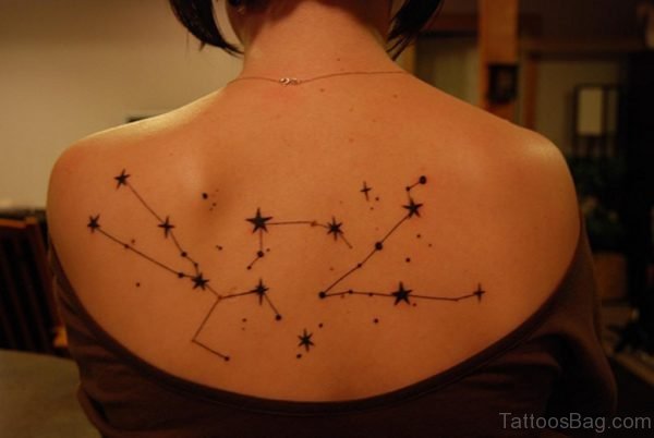 Unique Stars Tattoo On Back