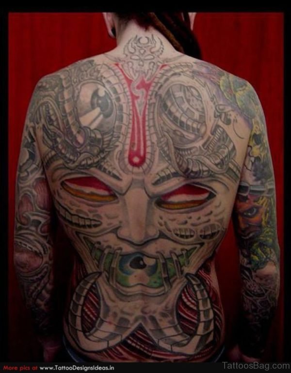 Viking Biomechanical Tattoo On Back