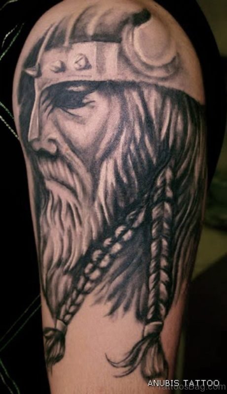 Viking Black Tattoo Design On Shoulder