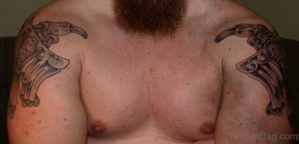 Viking Tattoo On Both Shoulder
