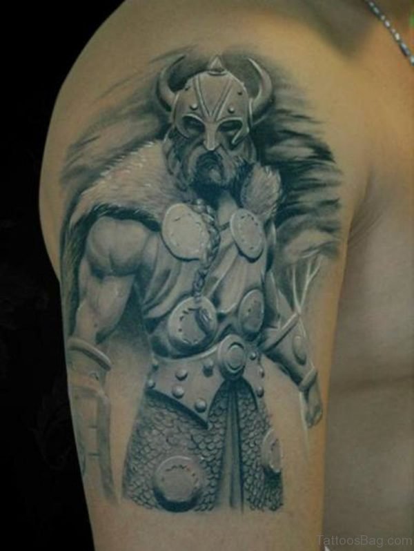 Viking Warrior Shoulder Tattoo Design