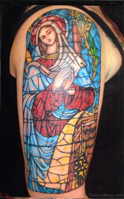 Virgin Mary Stained Glass Tattoo