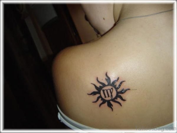 Virgo Zodiac Sign Tattoo On Left Shoulder