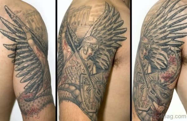 Warrior Angel Shoulder Tattoo