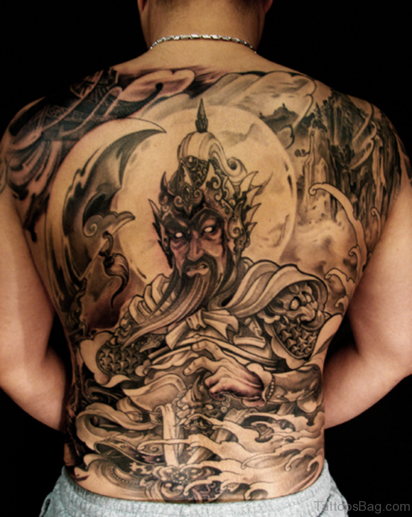 Warrior Tattoo Design On Full Back