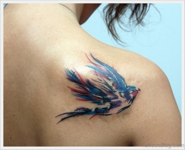 Swallow Bird Tattoo On Back