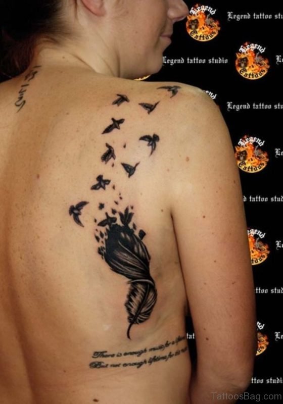 Watercolor Paradise Bird Tattoo On Back