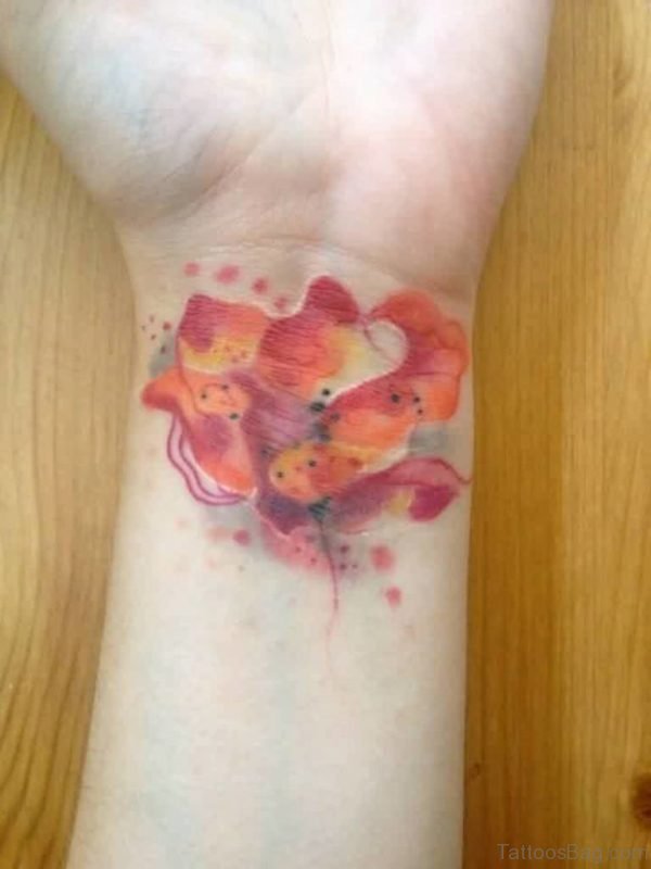 Watercolor Poppy Flower Tattoo On Wrist