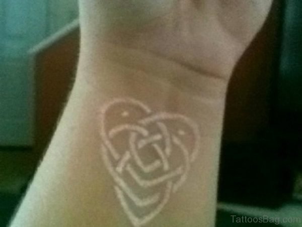 White Ink Heart Tattoo