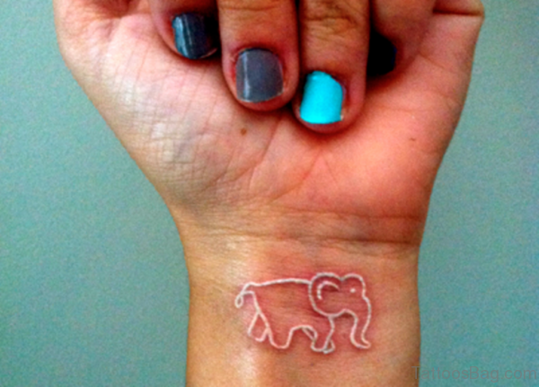 White Inked Elephant Tattoo