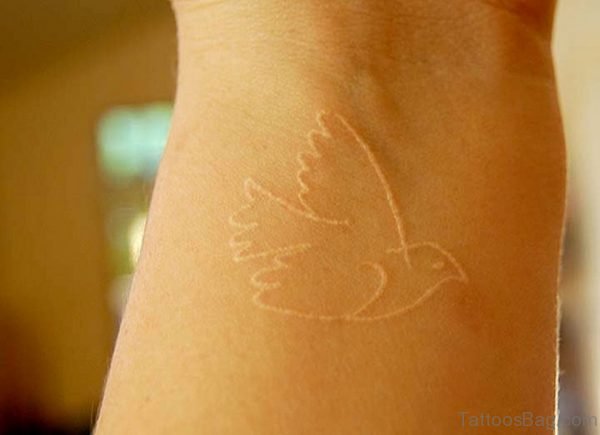 White Outline Bird Tattoo