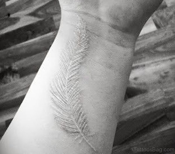 White feather Tattoo On Wrist