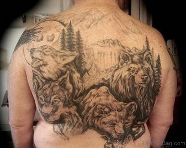 Wolf Back Tattoo