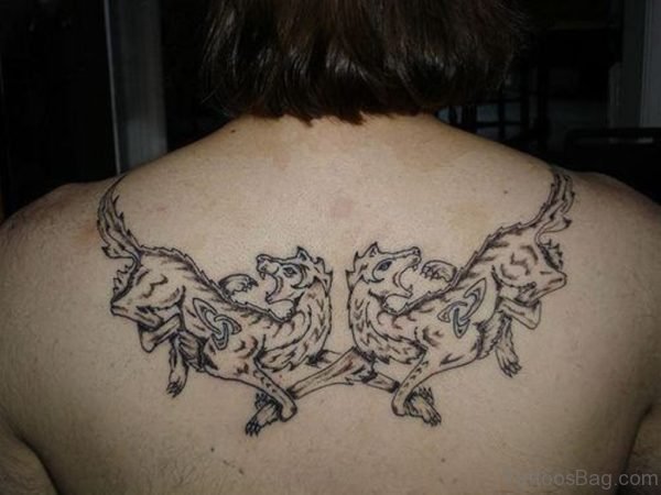 Wolf Tattoo Design On Back Image