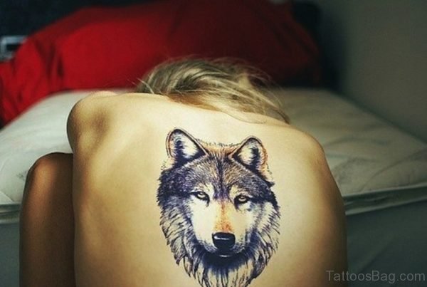 Wolf Tattoo Design On Upper Back