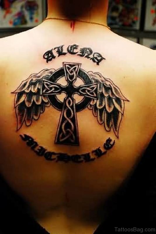 Wonderful Celtic Cross Wings Tattoo
