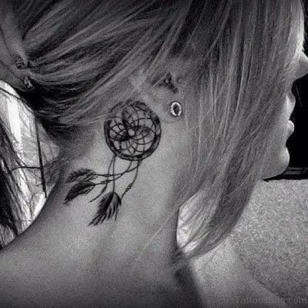 Wonderful Dream Catcher Neck Tattoo