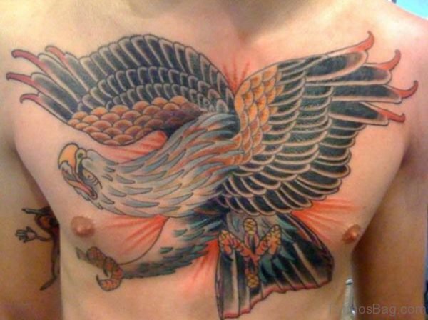 Wonderful Eagle Tattoo On Chest  
