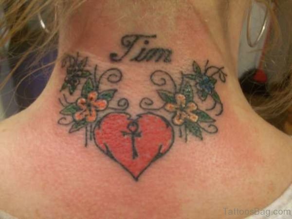 Wonderful Heart Tattoo On Neck