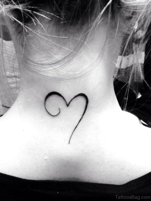 Wonderful Heart Tattoo On Neck