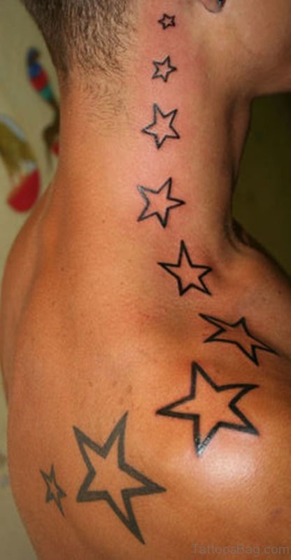 Wonderful Stars Neck Tattoo Design