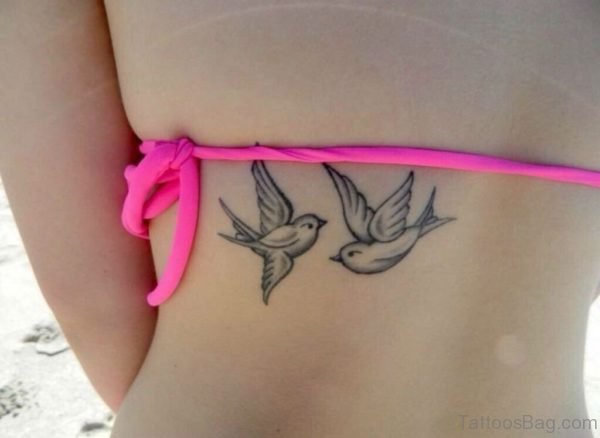 Wonderful Swallow Tattoo On  Back