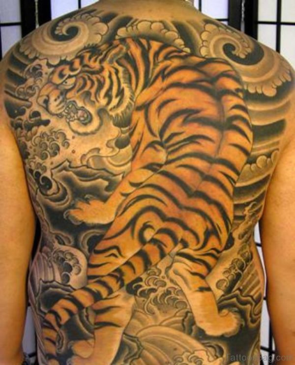 Wonderful Tiger Tattoo On Full Back