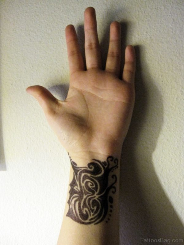 Wonderful Tribal Tattoo On Wrist