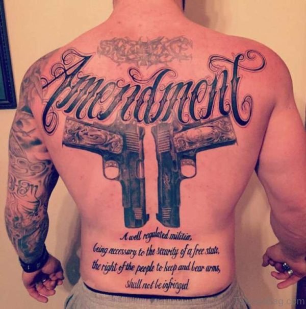 Word And Gun Tattoo