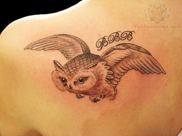 Word And Owl Tattoo