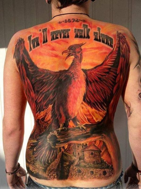 Word And Phoenix Tattoo