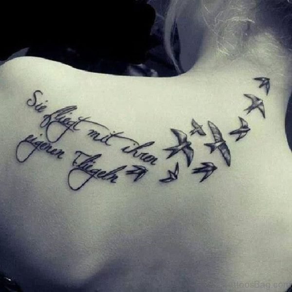 Wording And  Bird Tattoo