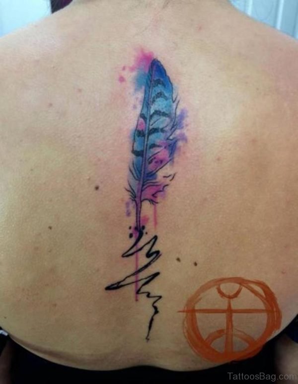 Wording And Feather Tattoo Design