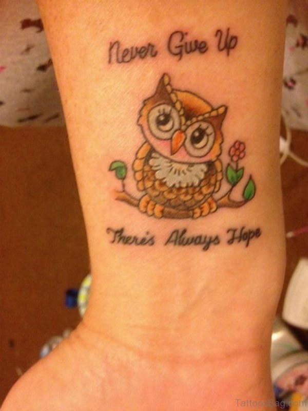 Wording And Owl Tattoo