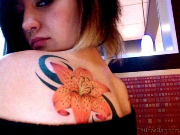 Yellow Lily Flower Tattoo