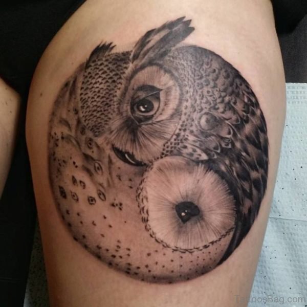 Yin Yang And Owl Tattoo