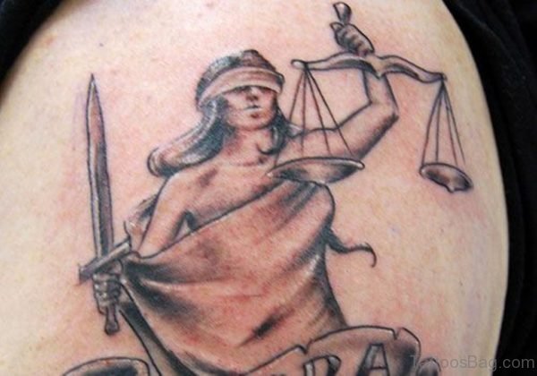 Zodiac Libra Sign Tattoo On Shoulder