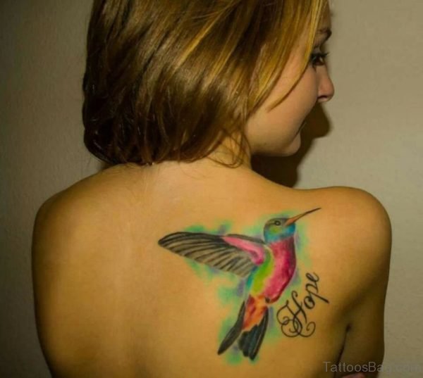 Awesome Hummingbird Tattoo  On Back