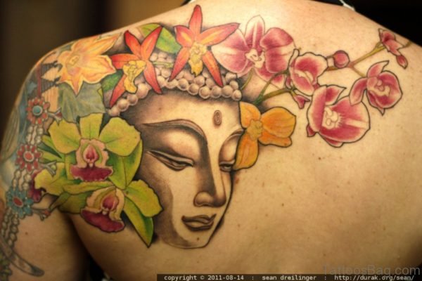Flowers And Buddha Tattoo